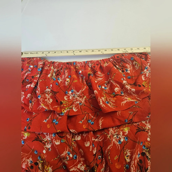 No Brand Women's Size , XL Red Ruffled Cap Sleeve Blouse - Picture 3 of 7